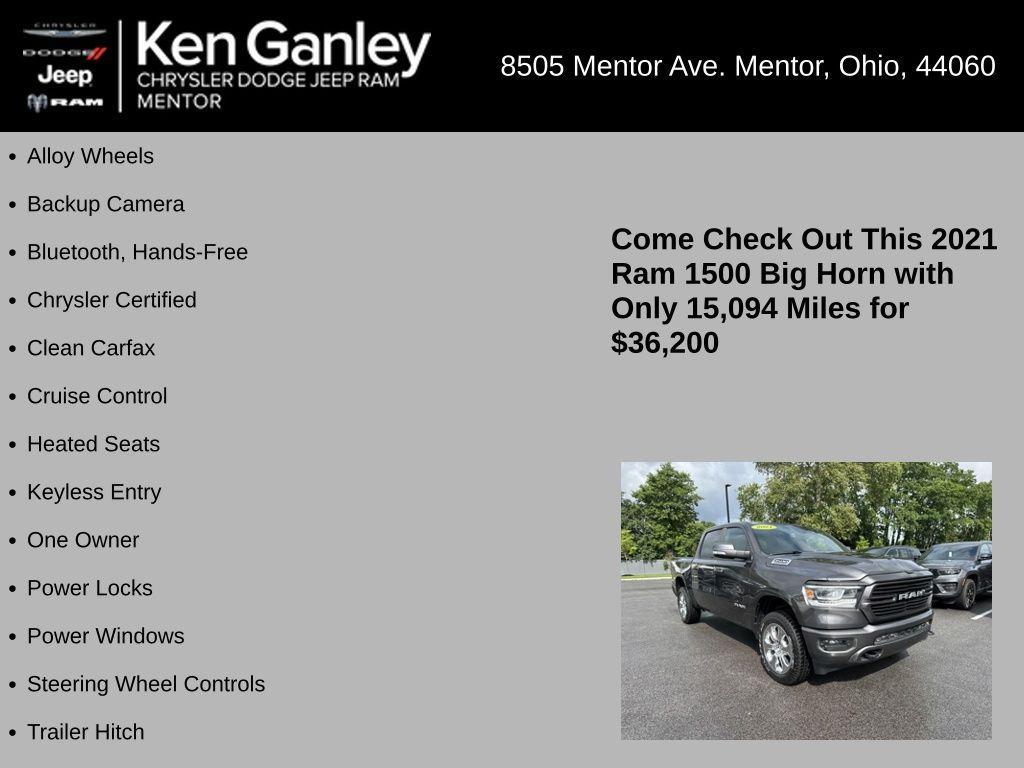 used 2021 Ram 1500 car, priced at $36,200