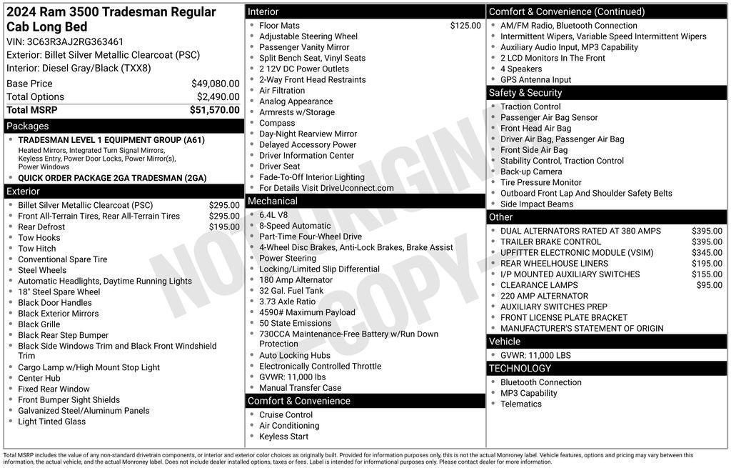 new 2024 Ram 3500 car, priced at $44,498