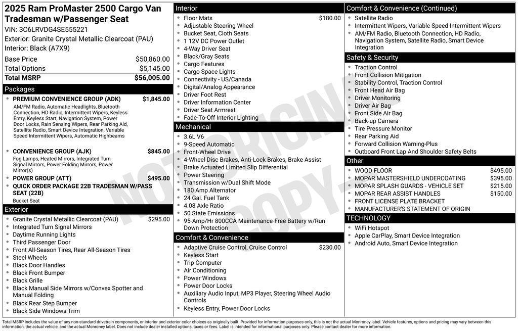 new 2025 Ram ProMaster 2500 car, priced at $52,201