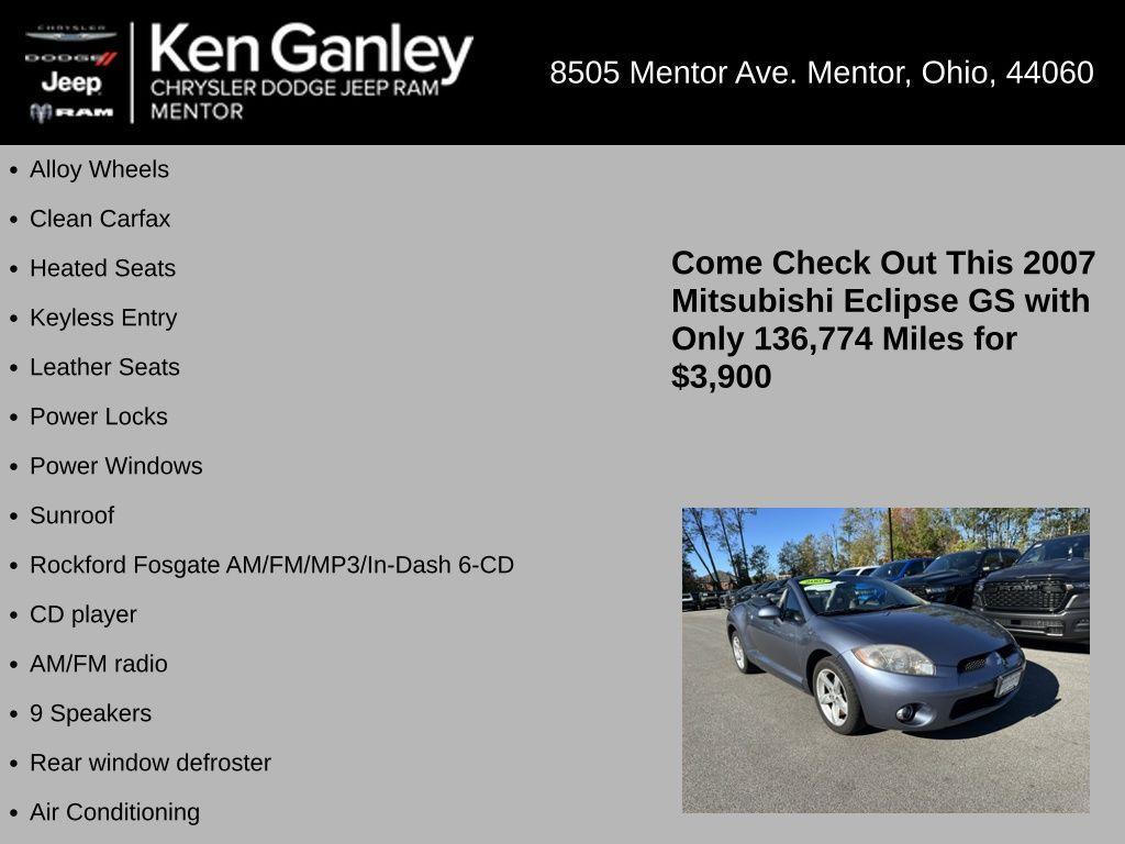 used 2007 Mitsubishi Eclipse car, priced at $3,900