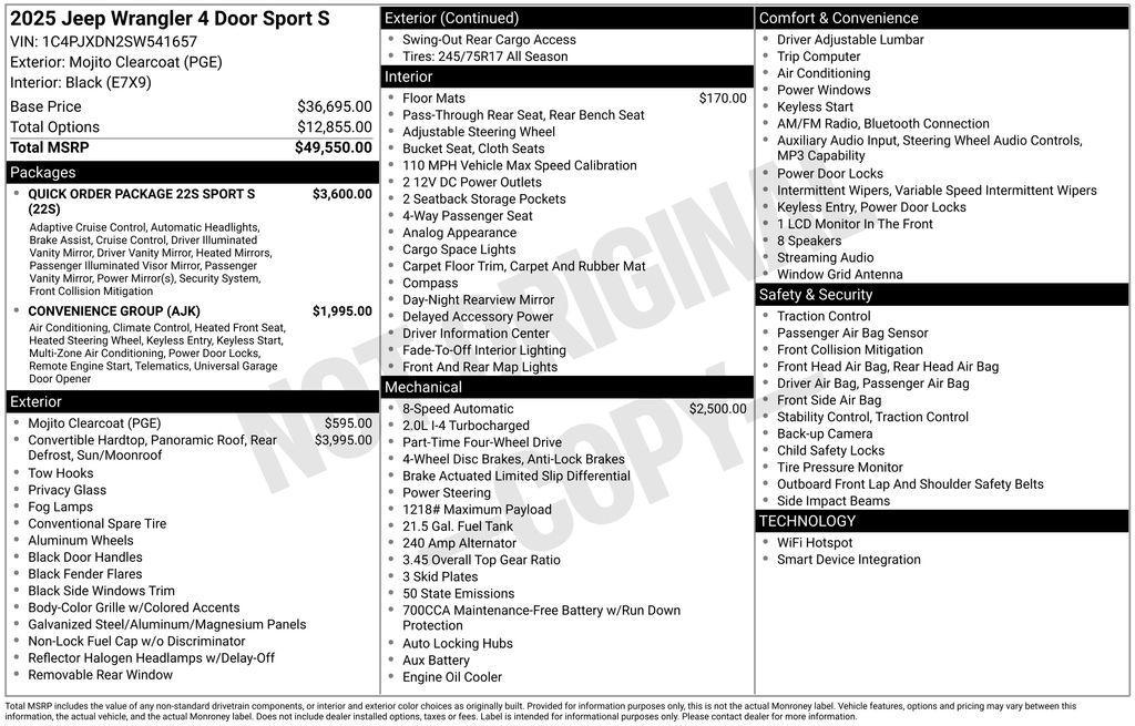 new 2025 Jeep Wrangler car, priced at $46,288