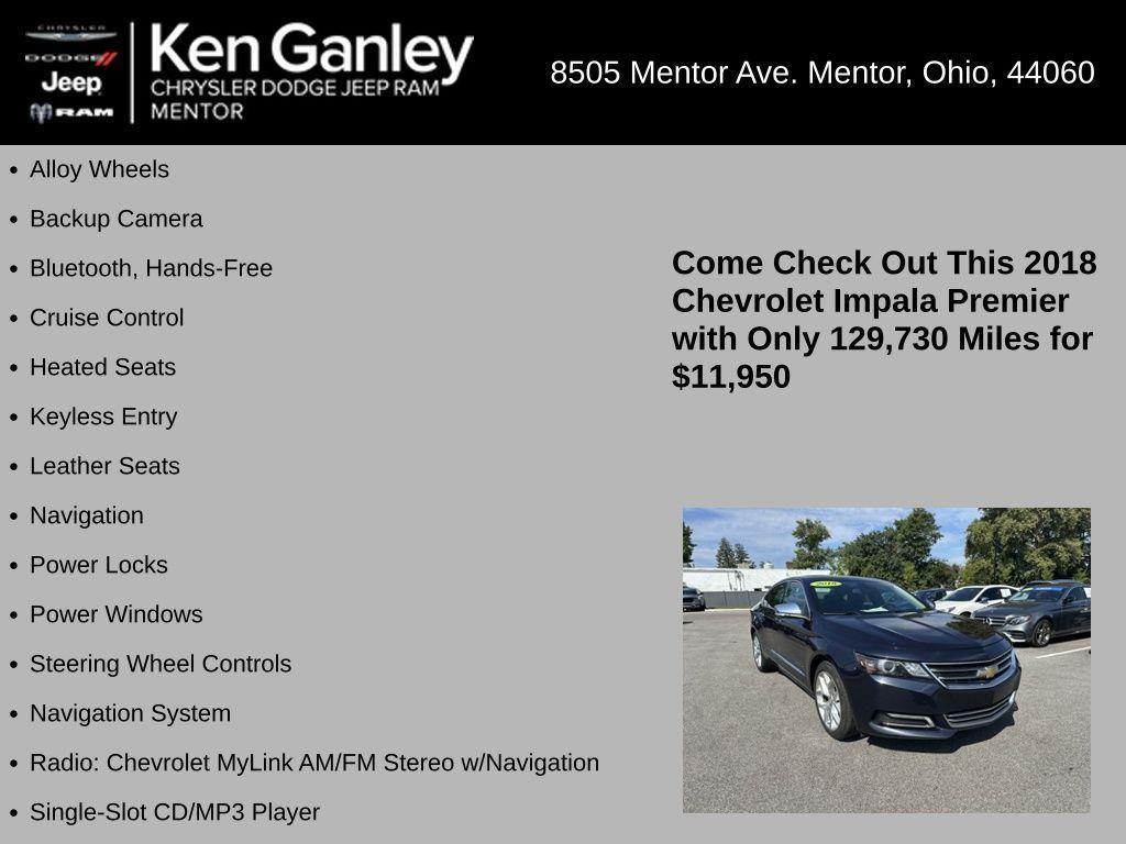 used 2018 Chevrolet Impala car, priced at $11,950