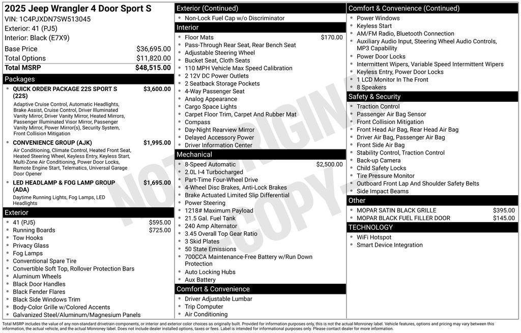 new 2025 Jeep Wrangler car, priced at $41,399