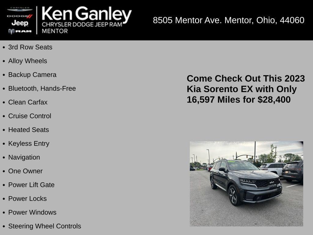 used 2023 Kia Sorento car, priced at $28,400
