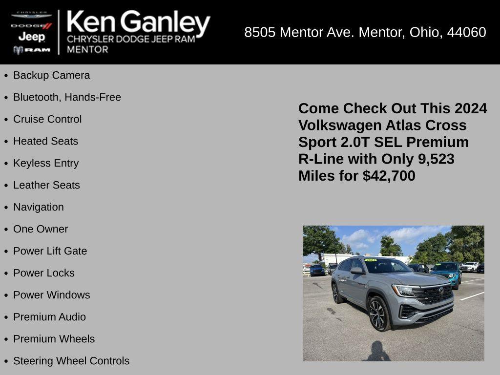 used 2024 Volkswagen Atlas Cross Sport car, priced at $42,700