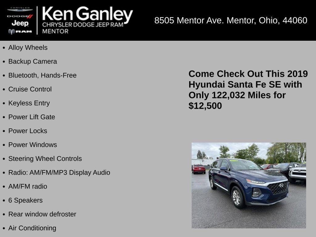 used 2019 Hyundai Santa Fe car, priced at $12,500