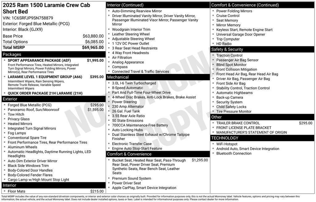 new 2025 Ram 1500 car, priced at $58,728