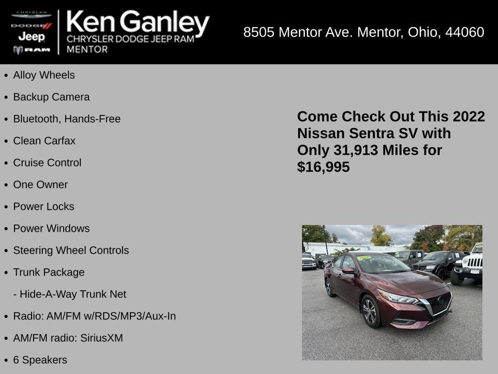 used 2022 Nissan Sentra car, priced at $16,995