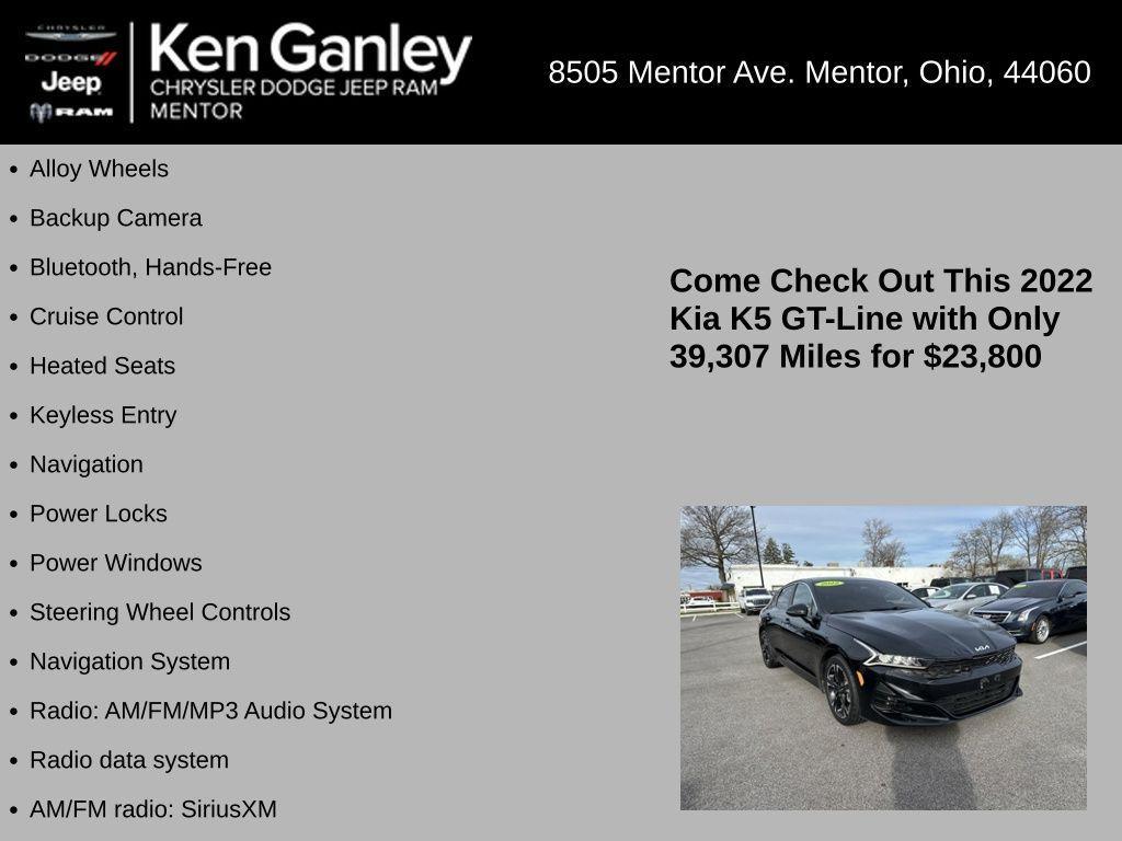 used 2022 Kia K5 car, priced at $23,800