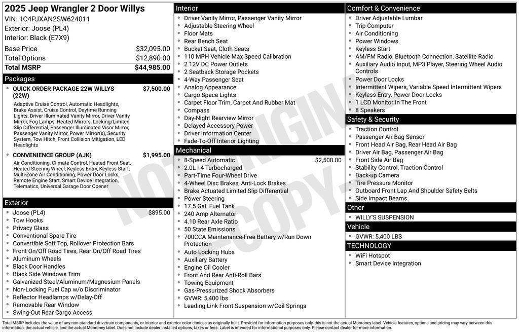 new 2025 Jeep Wrangler car, priced at $41,995