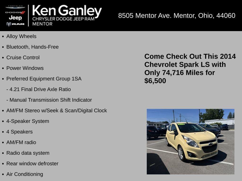 used 2014 Chevrolet Spark car, priced at $6,500