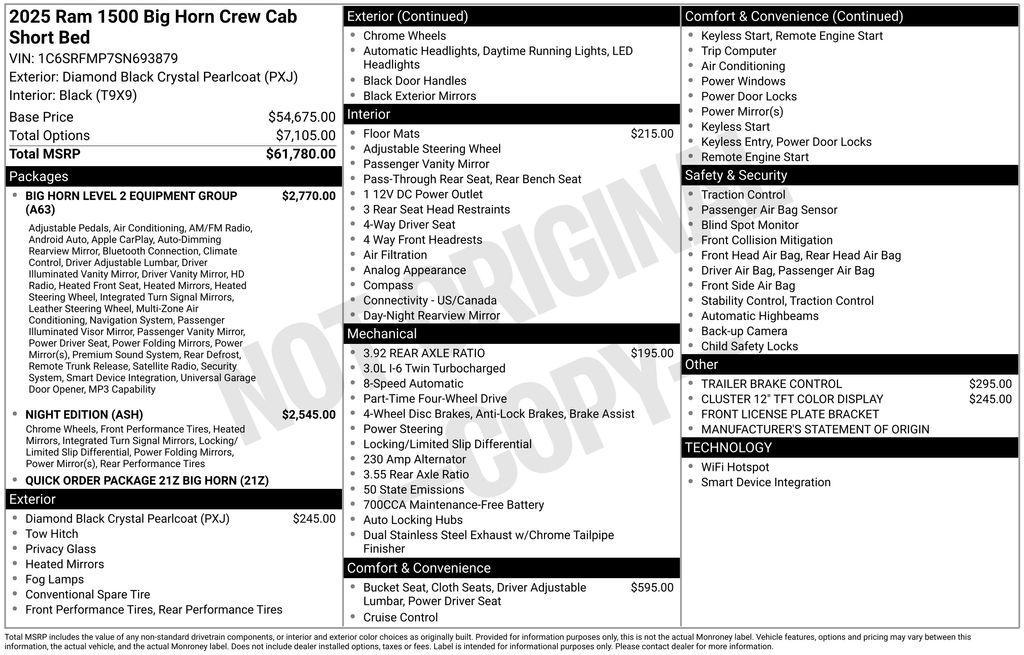 new 2025 Ram 1500 car, priced at $52,101