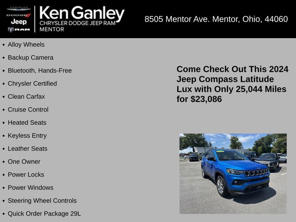 used 2024 Jeep Compass car, priced at $23,086