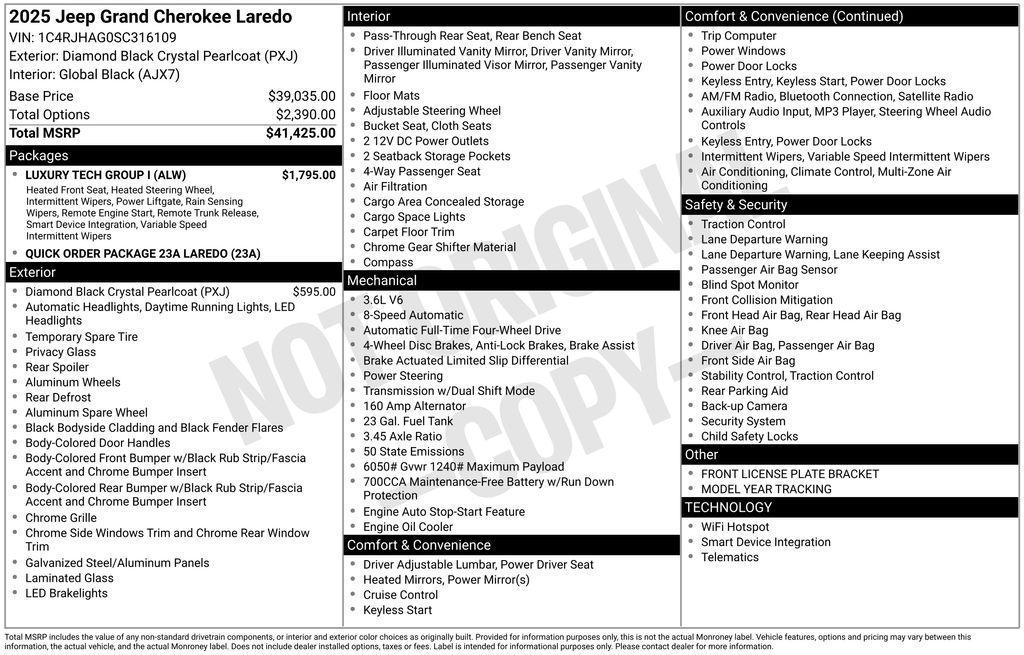 new 2025 Jeep Grand Cherokee car, priced at $38,064