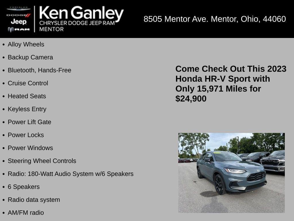 used 2023 Honda HR-V car, priced at $24,900