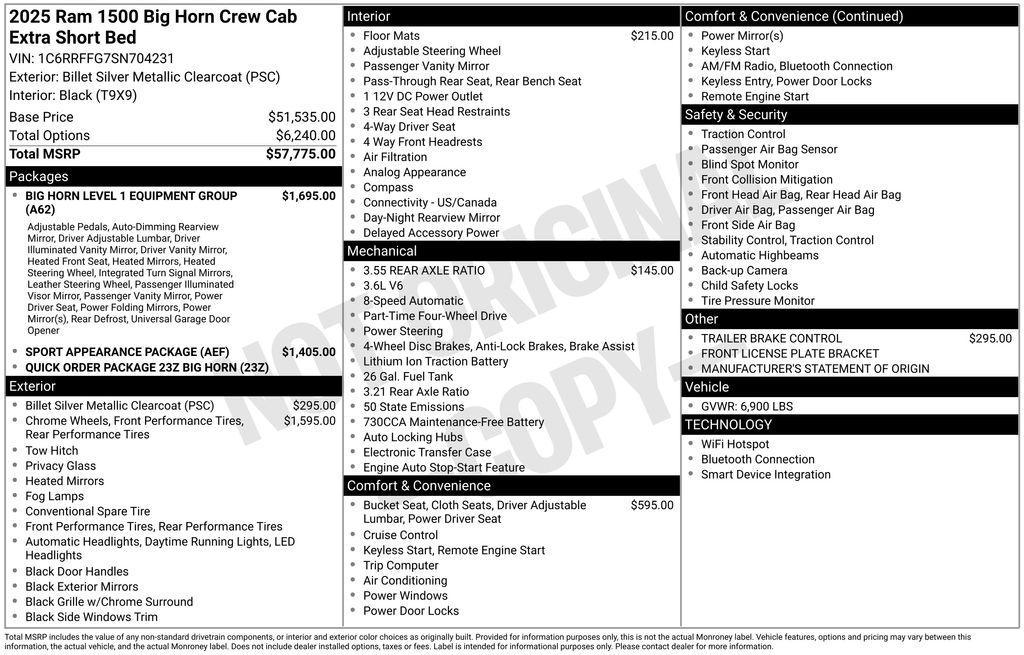 new 2025 Ram 1500 car, priced at $48,400