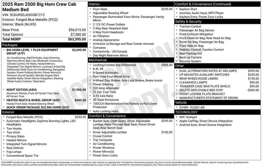 new 2025 Ram 2500 car, priced at $56,619