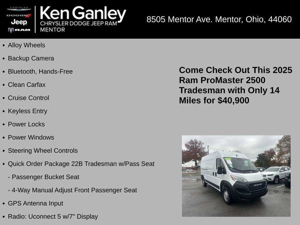 used 2025 Ram ProMaster 2500 car, priced at $40,900