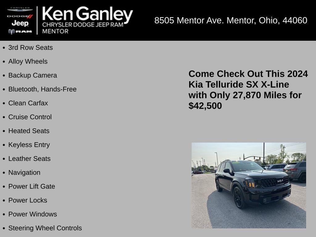 used 2024 Kia Telluride car, priced at $42,500