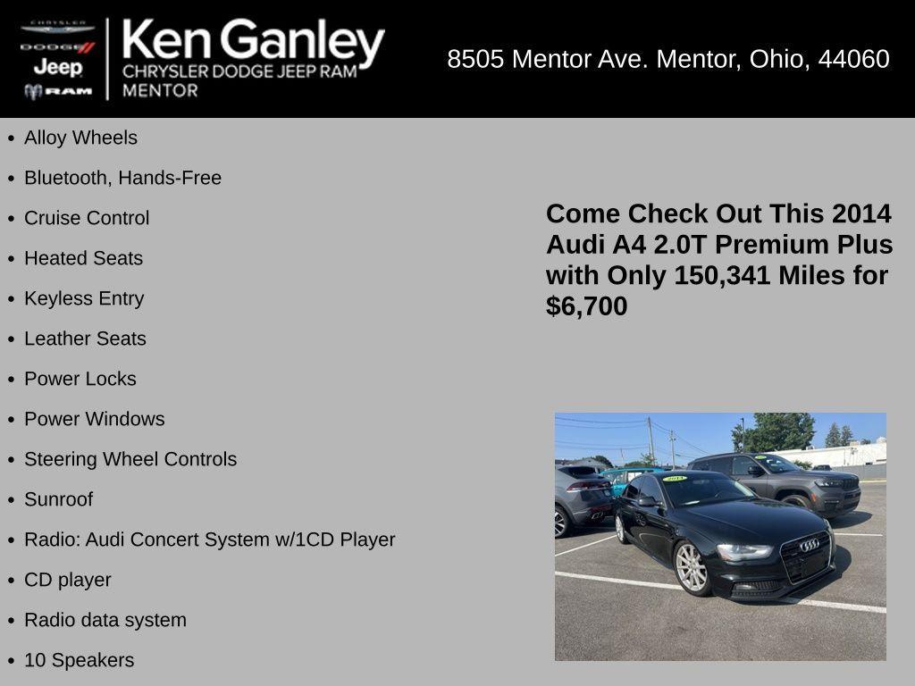 used 2014 Audi A4 car, priced at $6,700