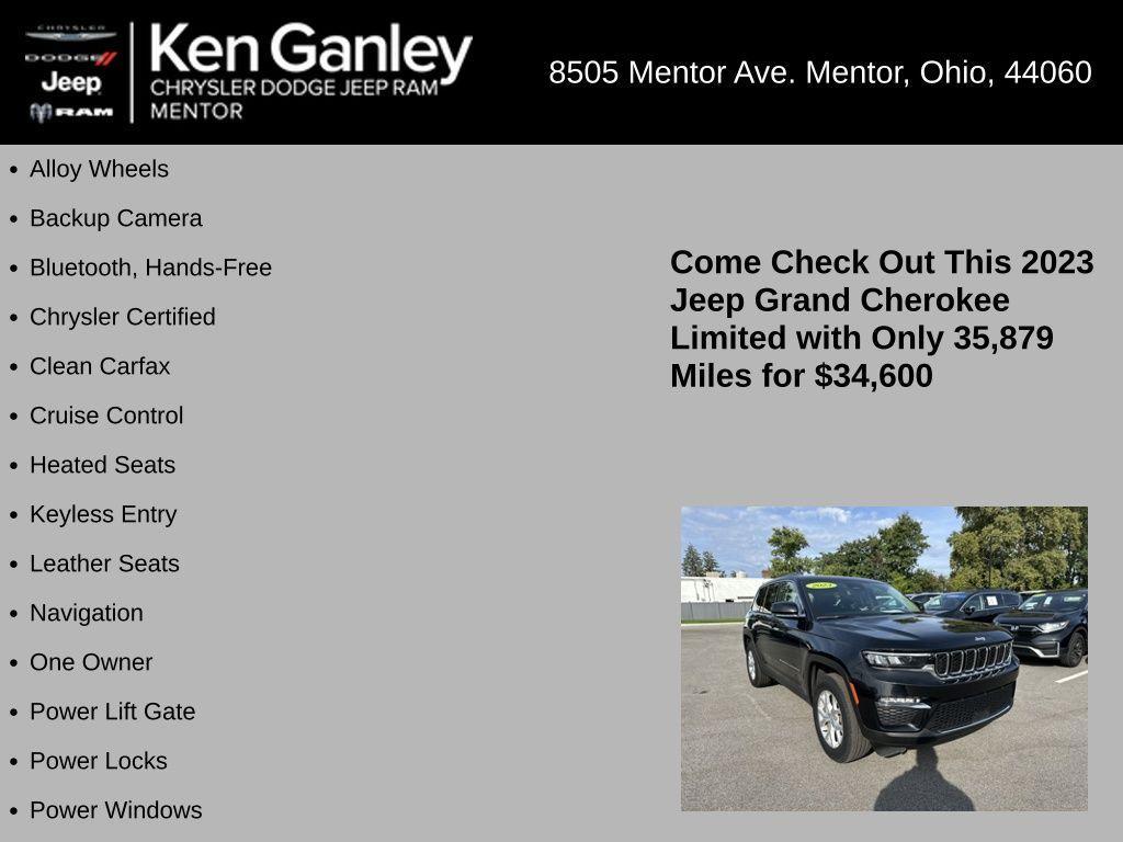 used 2023 Jeep Grand Cherokee car, priced at $34,600