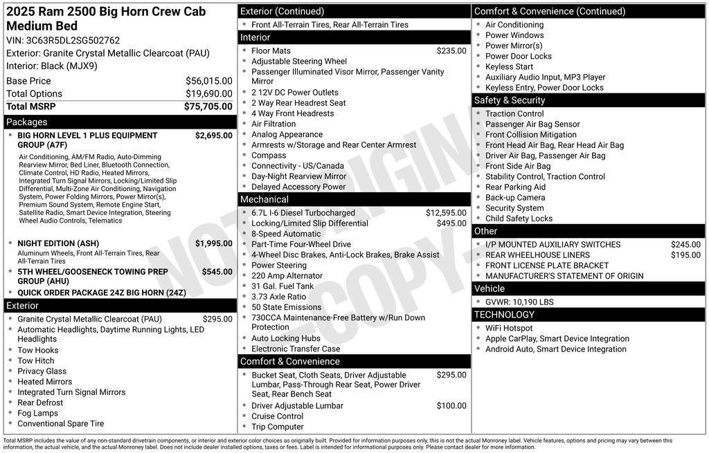 new 2025 Ram 2500 car, priced at $67,858