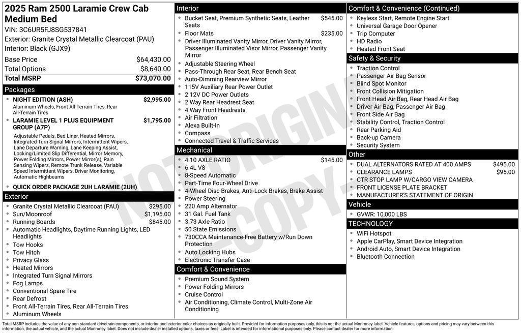 new 2025 Ram 2500 car, priced at $65,522