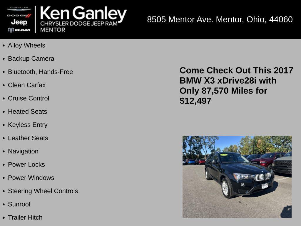 used 2017 BMW X3 car, priced at $12,497
