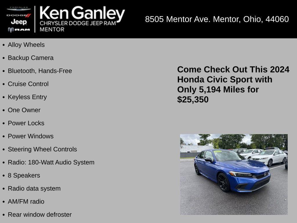 used 2024 Honda Civic car, priced at $25,350