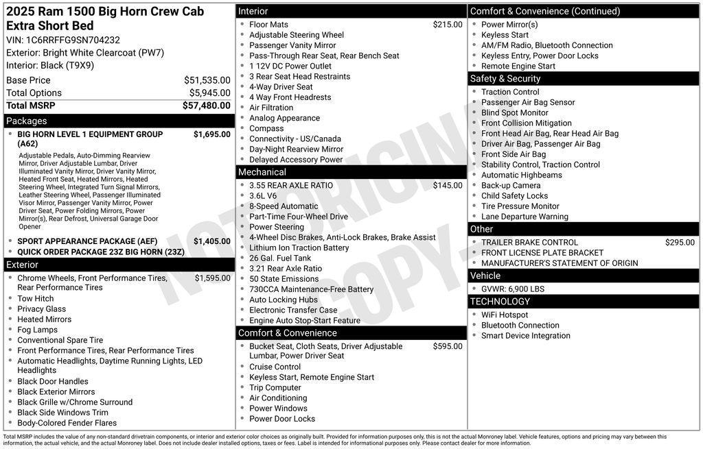 new 2025 Ram 1500 car, priced at $47,978