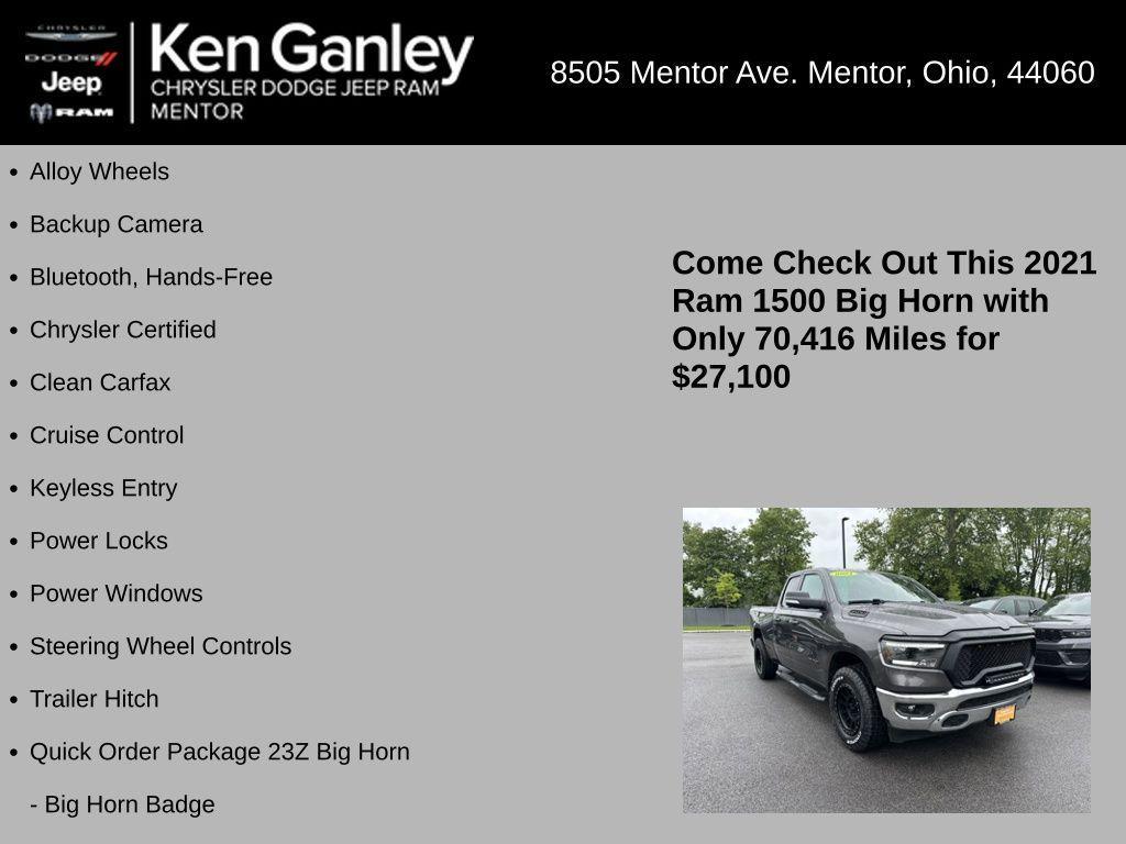 used 2021 Ram 1500 car, priced at $27,100