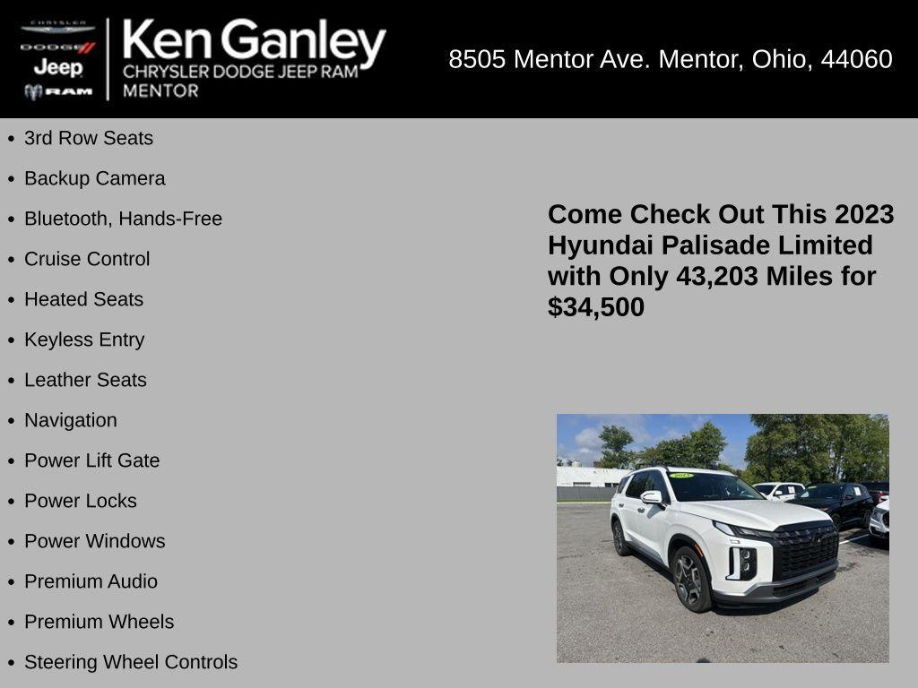 used 2023 Hyundai Palisade car, priced at $34,500