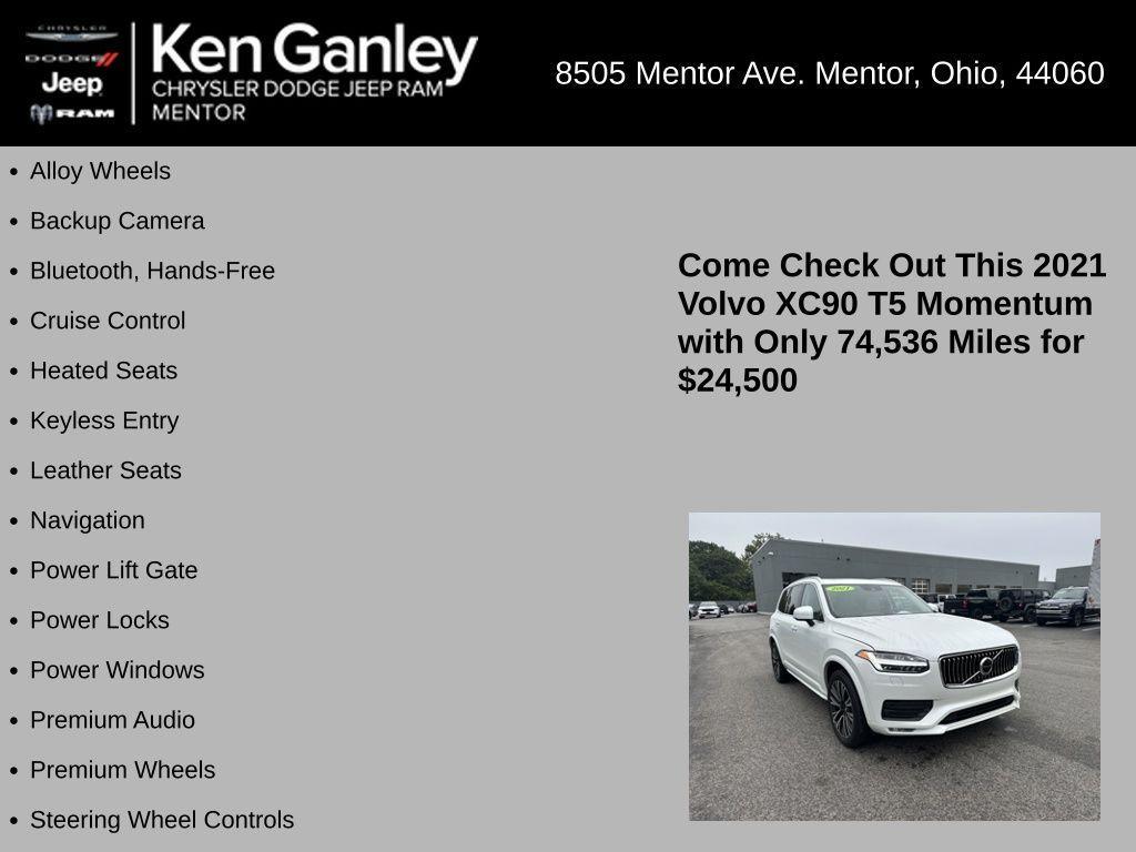 used 2021 Volvo XC90 car, priced at $24,500