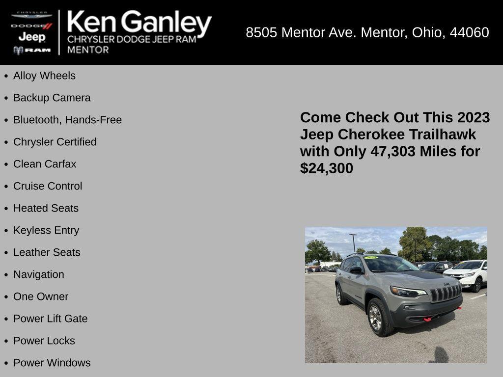 used 2023 Jeep Cherokee car, priced at $24,400