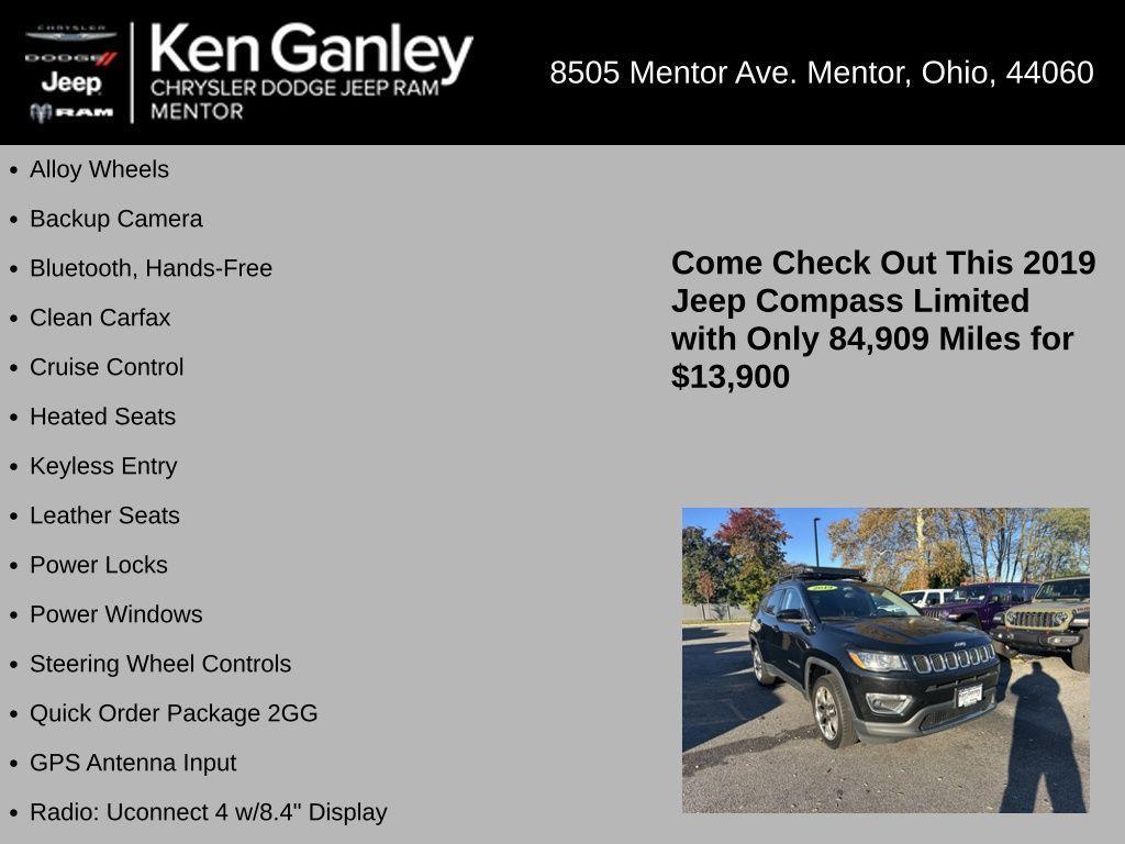 used 2019 Jeep Compass car, priced at $13,900