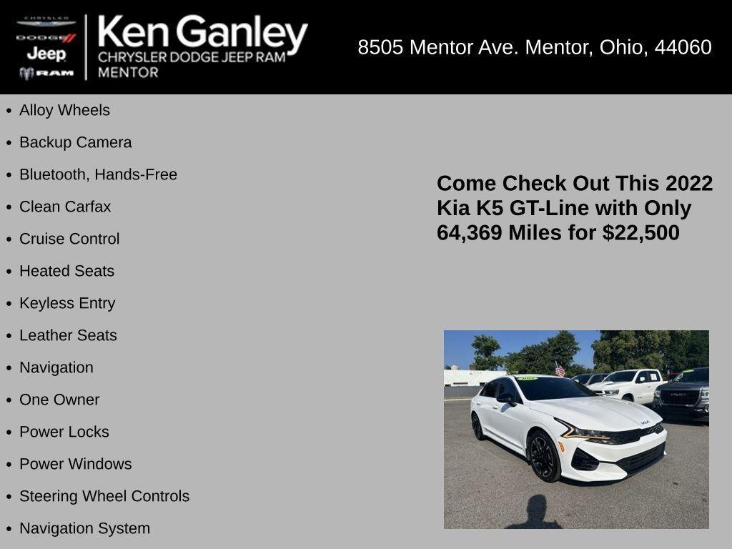used 2022 Kia K5 car, priced at $22,500