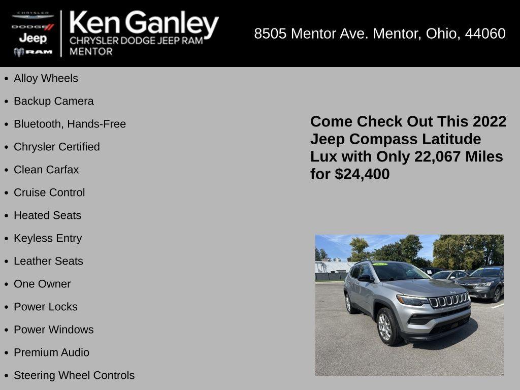 used 2022 Jeep Compass car, priced at $24,400