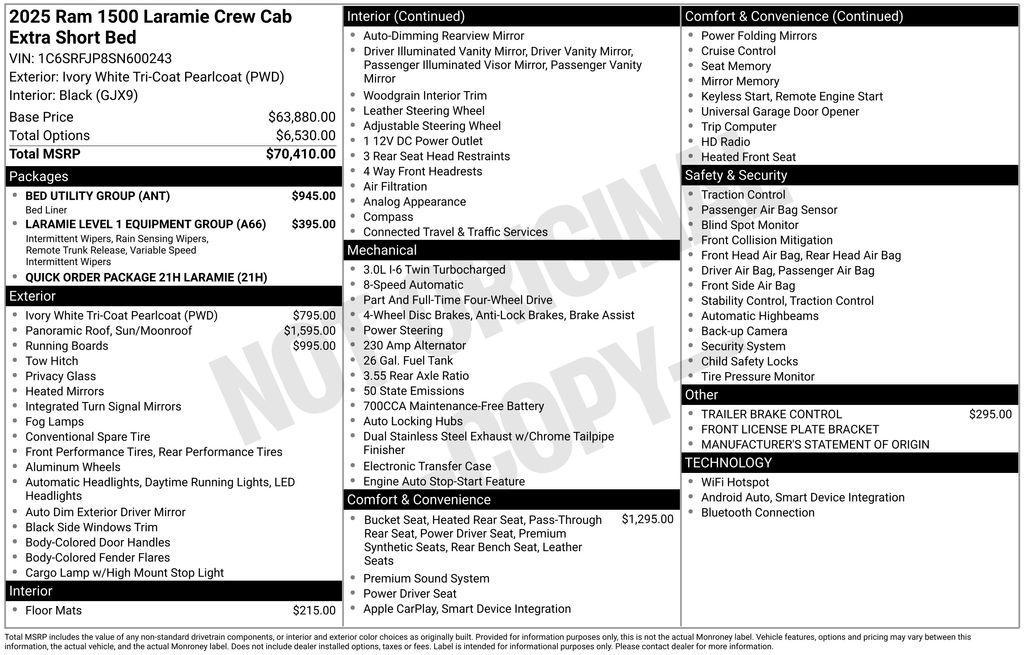 new 2025 Ram 1500 car, priced at $60,368
