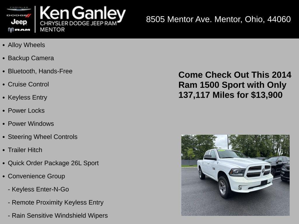 used 2014 Ram 1500 car, priced at $13,900