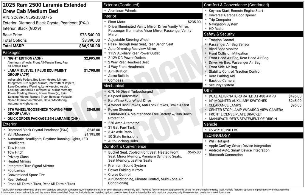 new 2025 Ram 2500 car, priced at $78,332