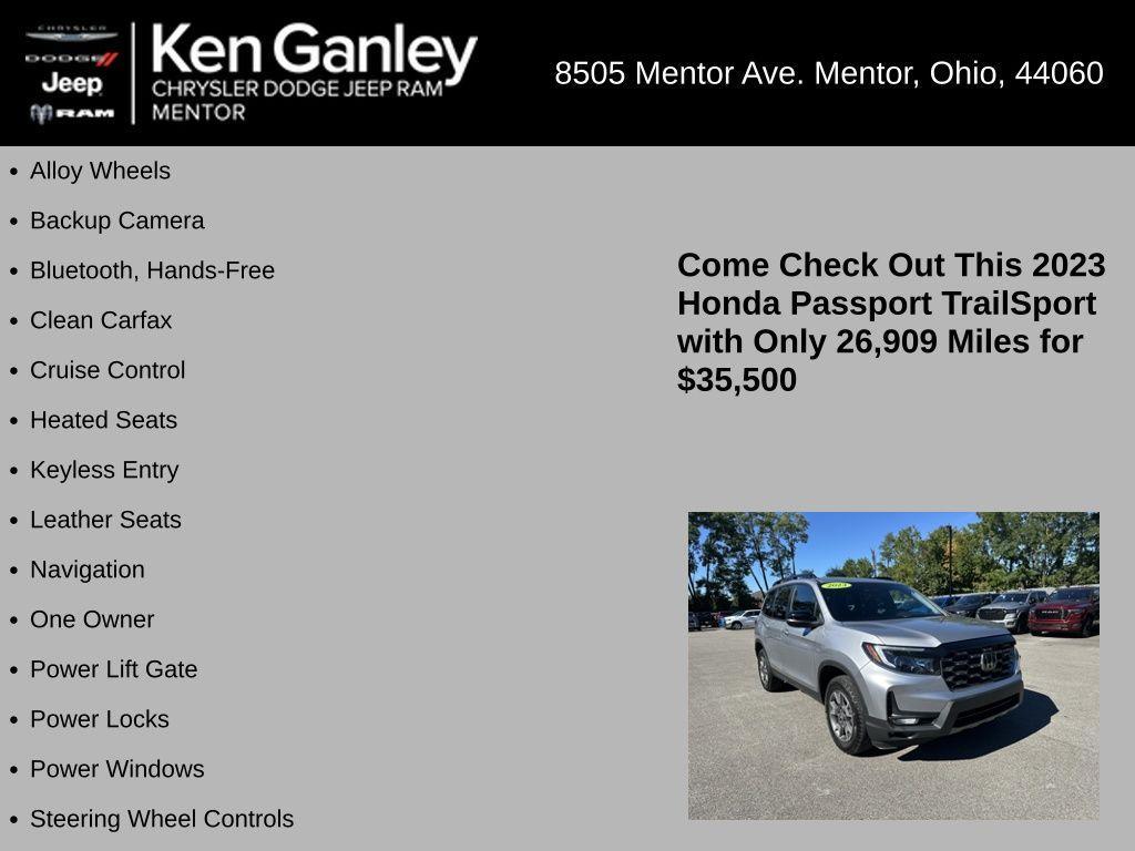 used 2023 Honda Passport car, priced at $35,500