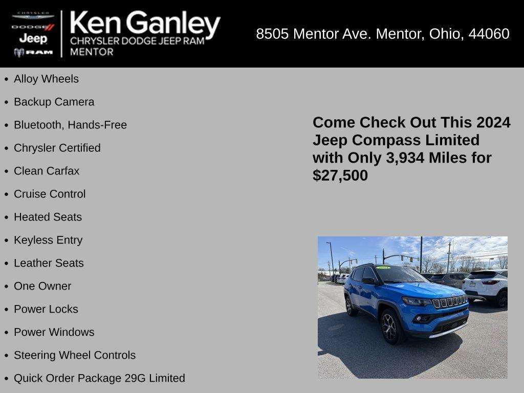 used 2024 Jeep Compass car, priced at $27,500