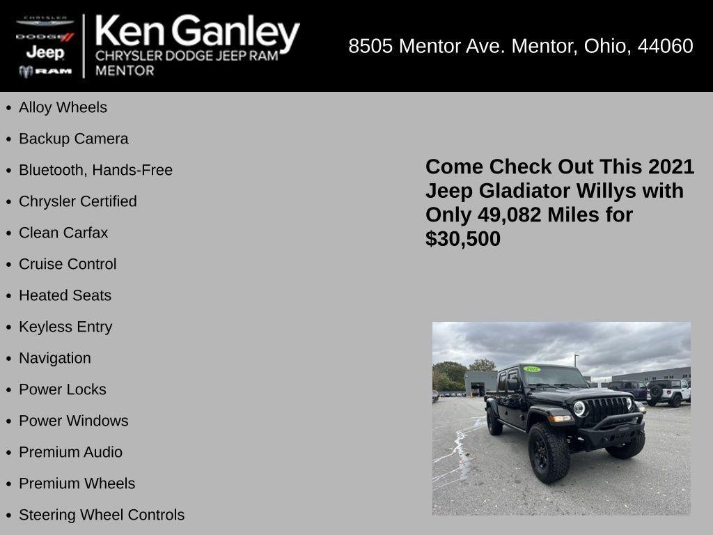 used 2021 Jeep Gladiator car, priced at $30,500