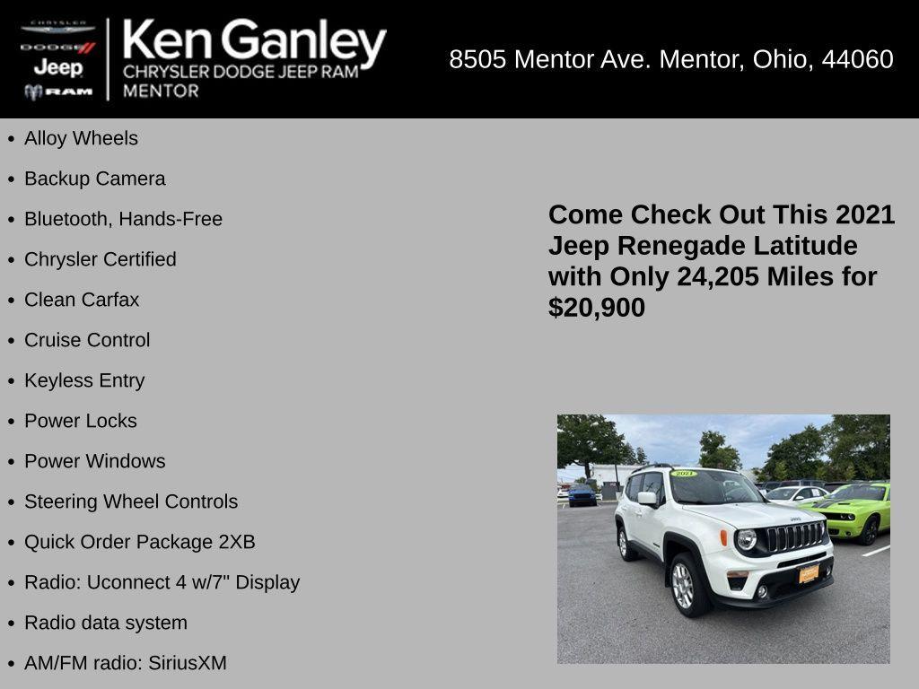 used 2021 Jeep Renegade car, priced at $20,900