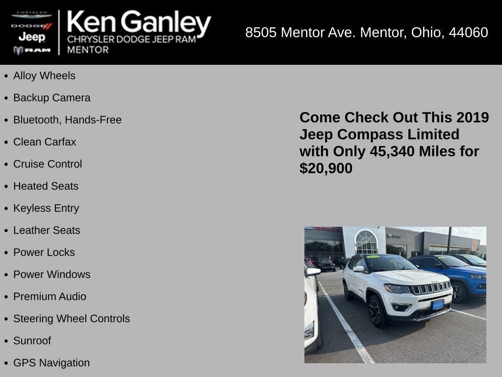 used 2019 Jeep Compass car, priced at $20,900