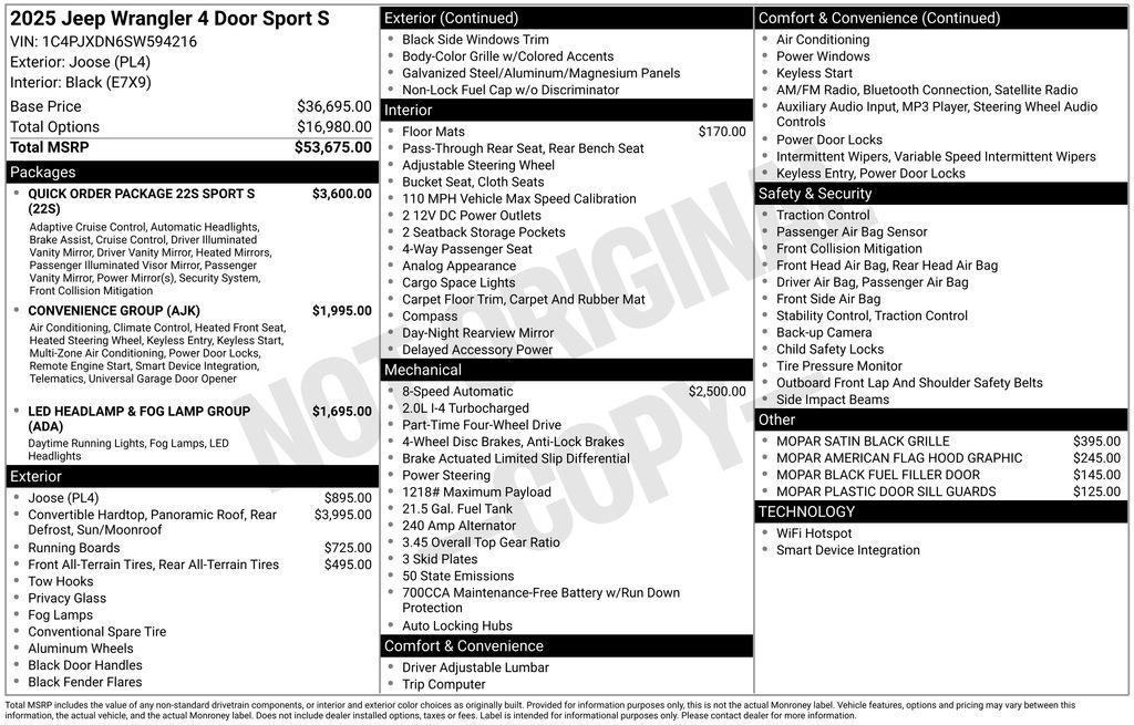 new 2025 Jeep Wrangler car, priced at $50,513