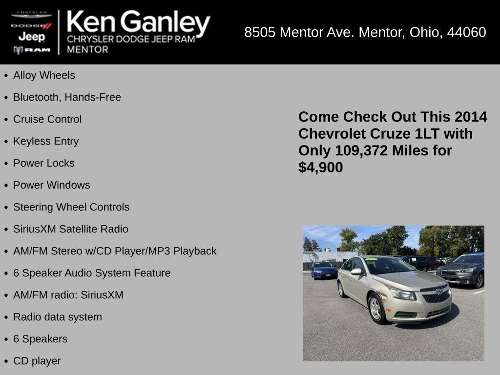 used 2014 Chevrolet Cruze car, priced at $4,900