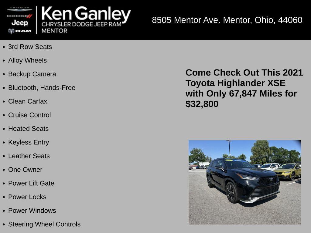 used 2021 Toyota Highlander car, priced at $32,800