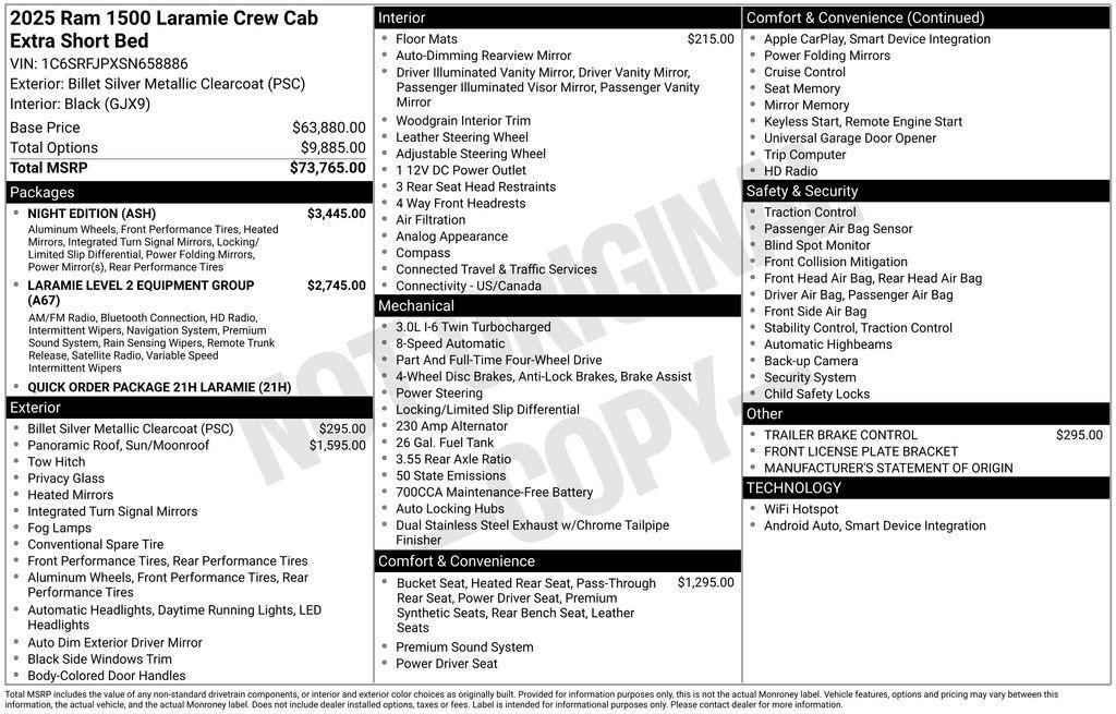 new 2025 Ram 1500 car, priced at $62,428