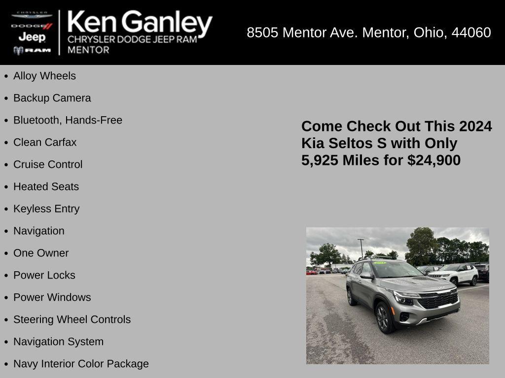 used 2024 Kia Seltos car, priced at $24,900
